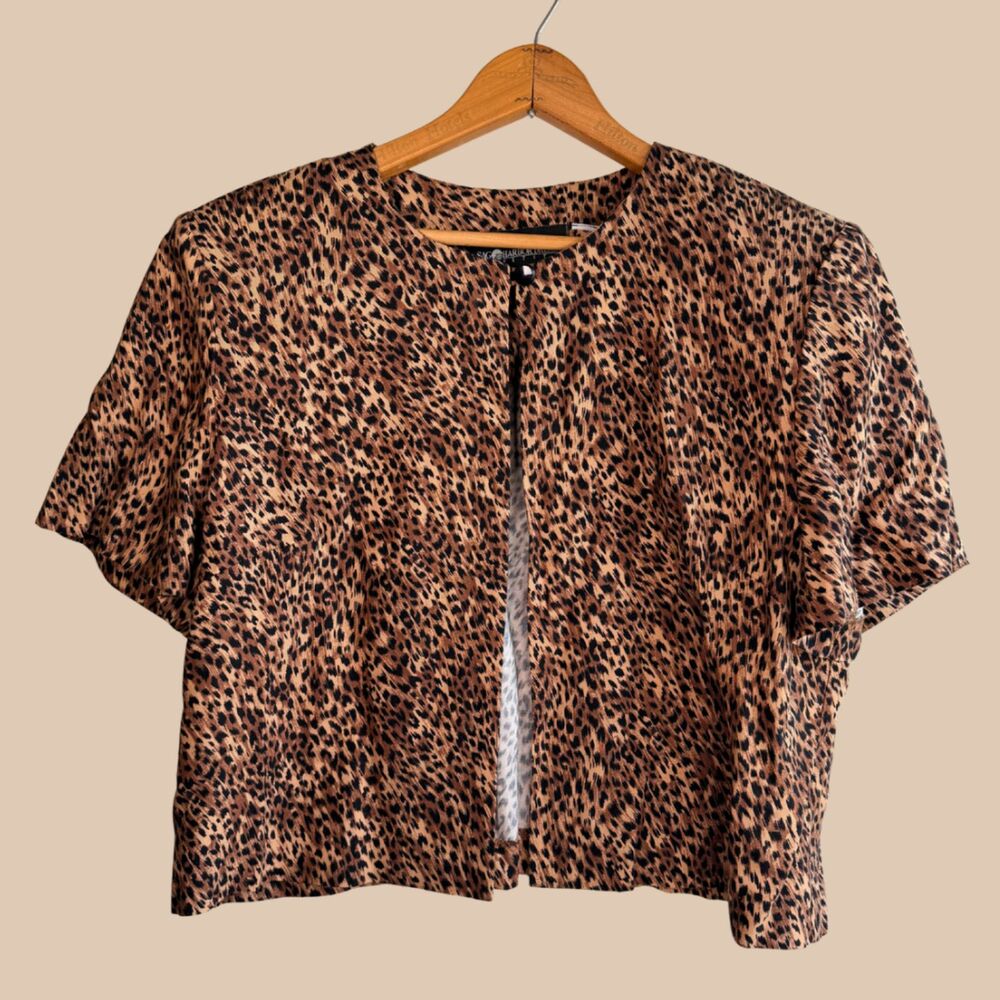Vintage 90s Leopard Print Sag Harbor Cardigan Jacket